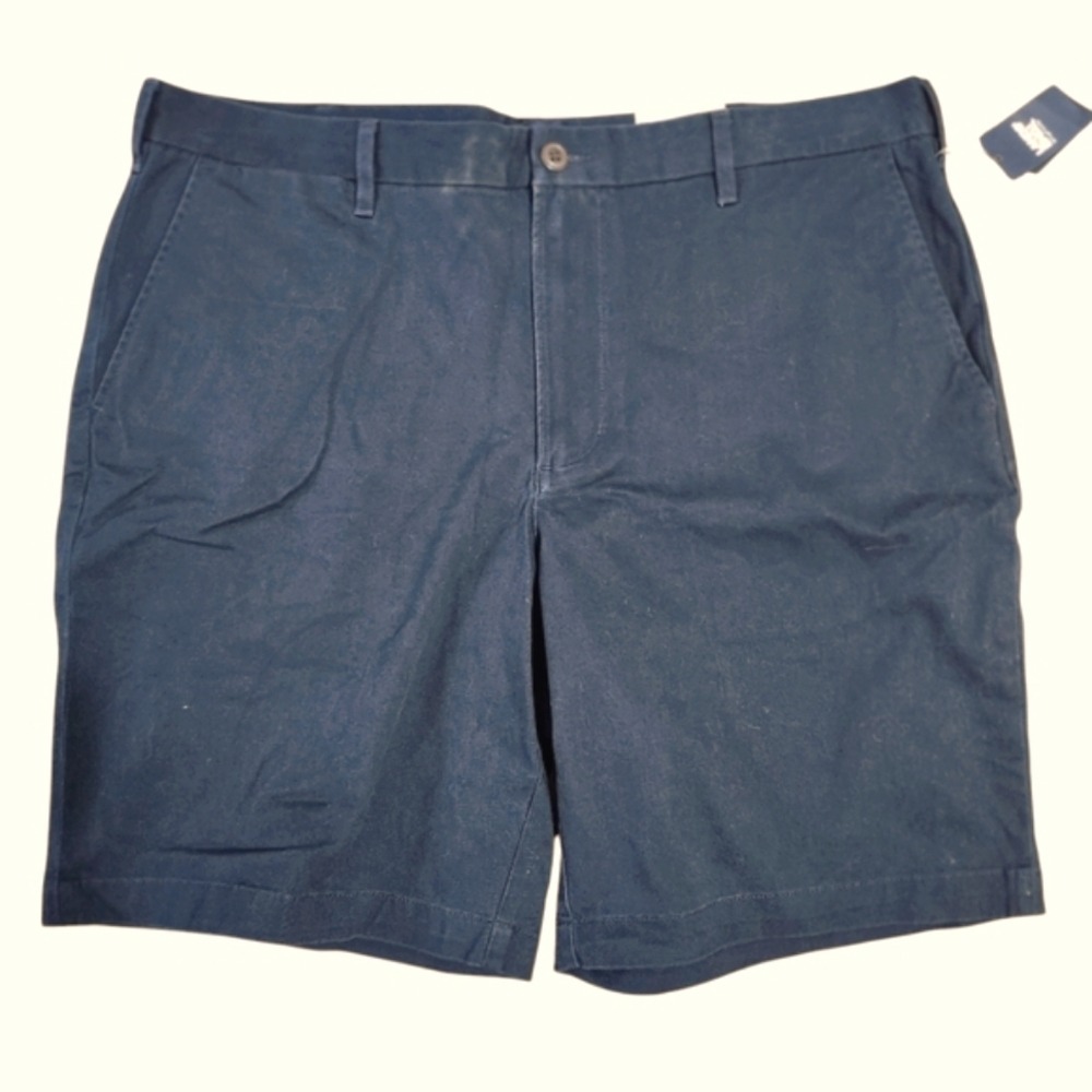 Lands End Chino Shorts Mens 38 Navy Blue Comfort First 9 Inch Inseam Stretch